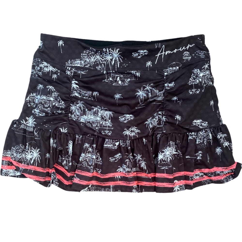Lucky in Love Black Skort Red White Accents- M black white red nylon spandex